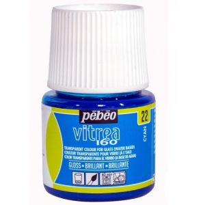 Farba witrażowa do szkła Pebeo Vitrea 160 45ml, Niebieska/22 Glossy Cyan